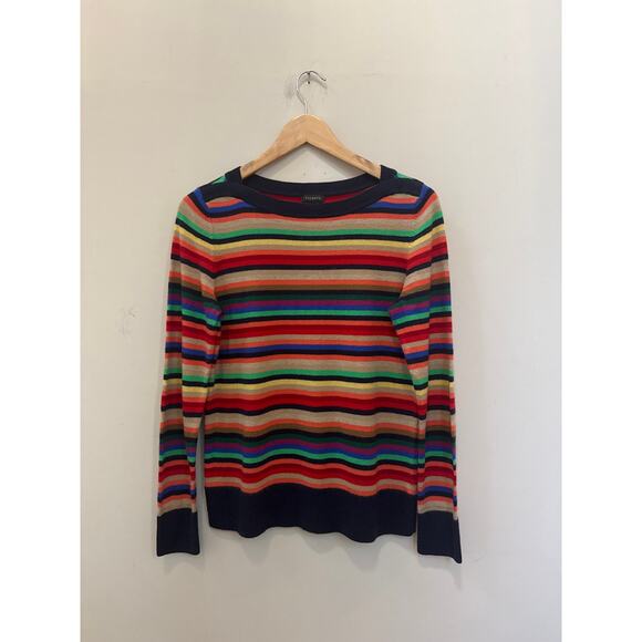 Talbots Rainbow Stripe Lambswool Blend Sweater Crewneck Boho Preppy Classic Sz S - Picture 1 of 4